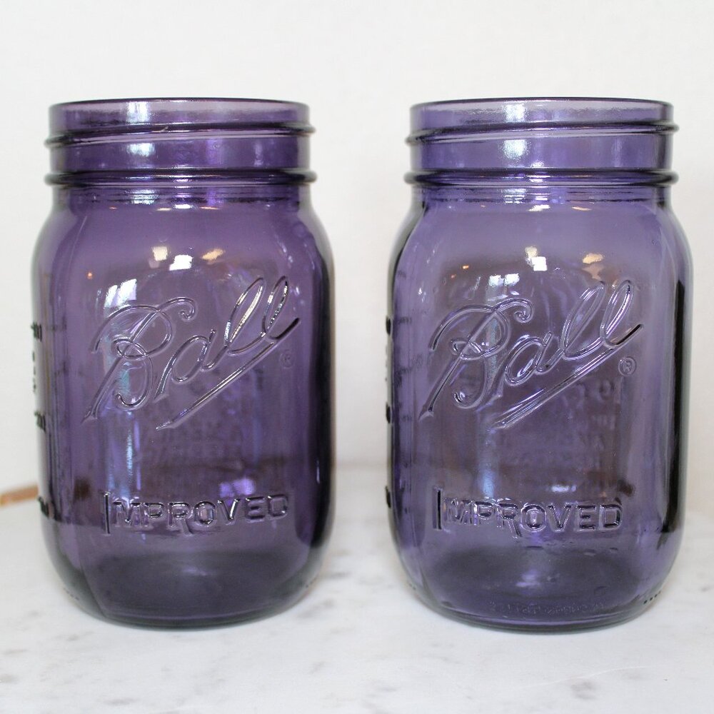 set of 2 purple ball jars